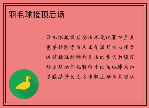 羽毛球接顶后场