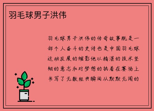 羽毛球男子洪伟